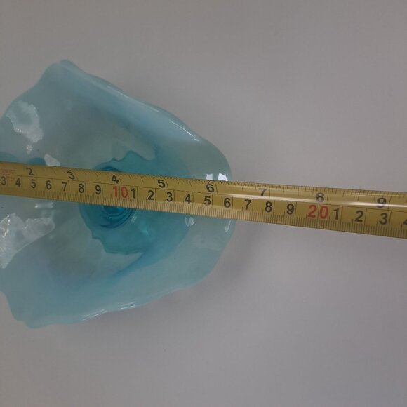 Dugan Blue Opalescent Glass Compote Dish Handle Nappy - Picture 16 of 16